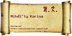 Mihály Karina névjegykártya